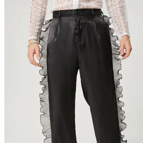 Mens Shimmer Sheer Ruffle Patchwork - Picture 1 of 6